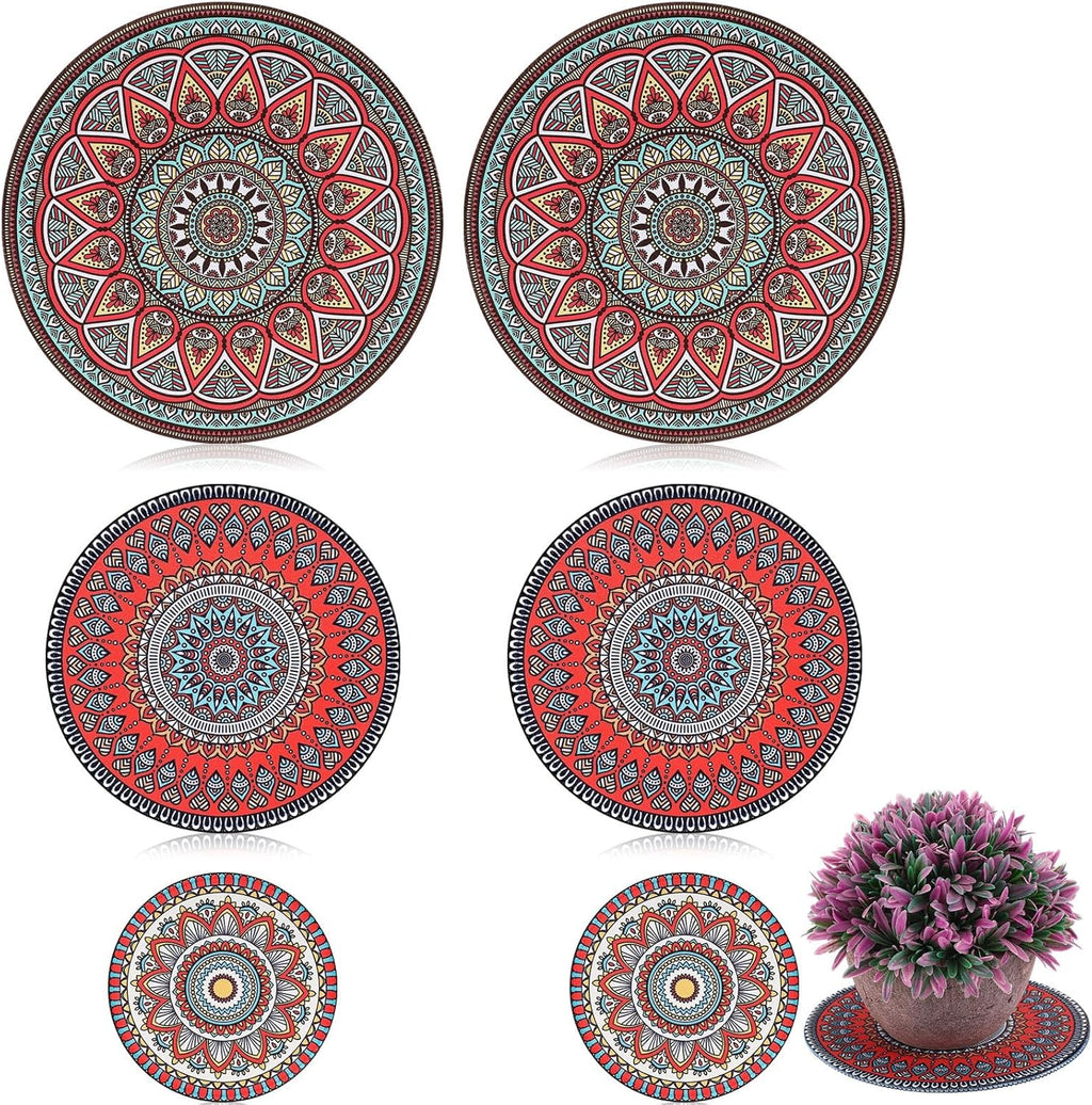 6 Pcs Absorbent Non Slip Round Plant Pot Mat Y691962