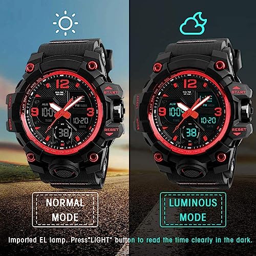 Men's Analog Sports Watch LED Military Digital Watch Electronic Stopwatch Large Dual Dial Time Outdoor Army Wrist Watch Tactical Q487651