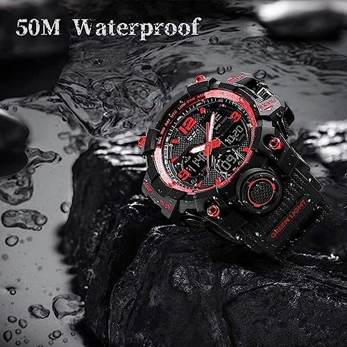 Men's Analog Sports Watch LED Military Digital Watch Electronic Stopwatch Large Dual Dial Time Outdoor Army Wrist Watch Tactical Q487651