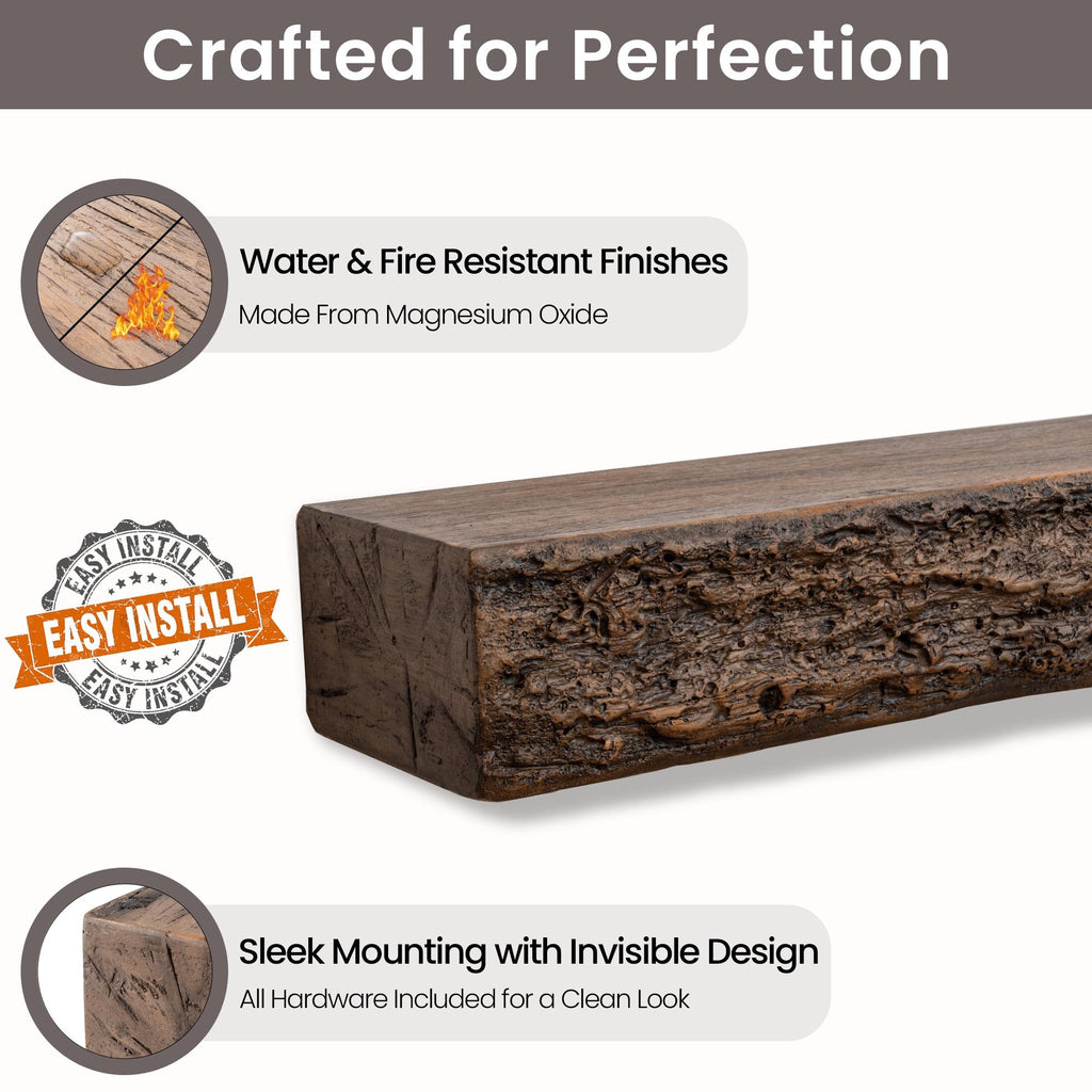 52inch Distressed Brown Floating Concrete Fireplace Mantel Shelf X29006