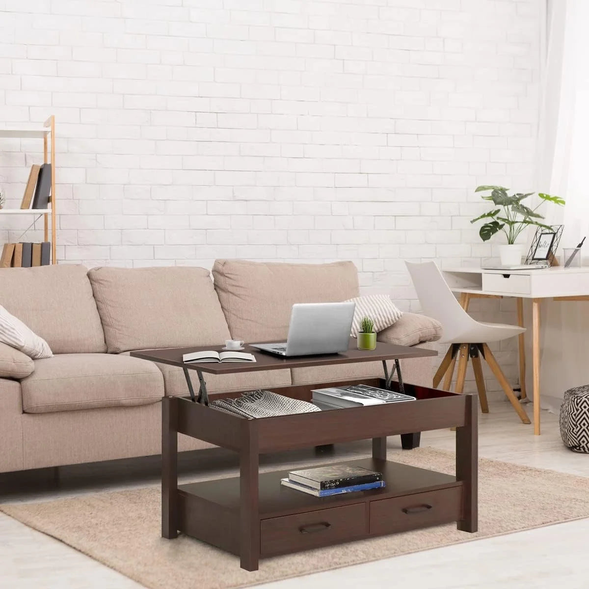 2 Drawer Lift Top Coffee Table Espresso S443015