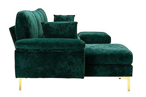 Purple 114 Inch Fabric Upholstered Modular Sectional Sofa with Chaise Lounge Ottoman and 2 Pillows D904575