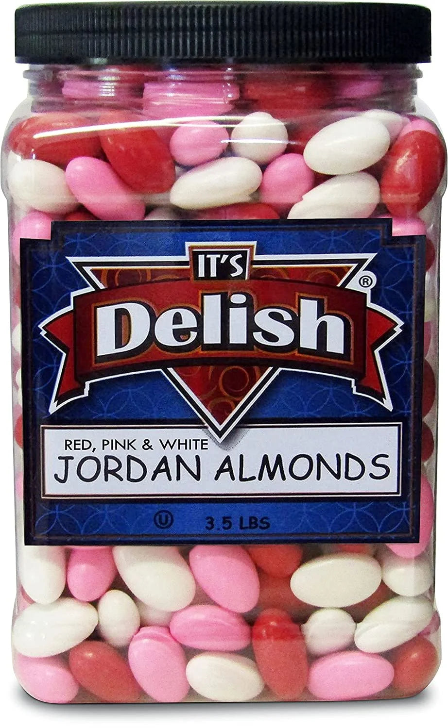 Red Pink & White Jordan Almonds Mix, 3.5 LBS Jumbo Container N66647