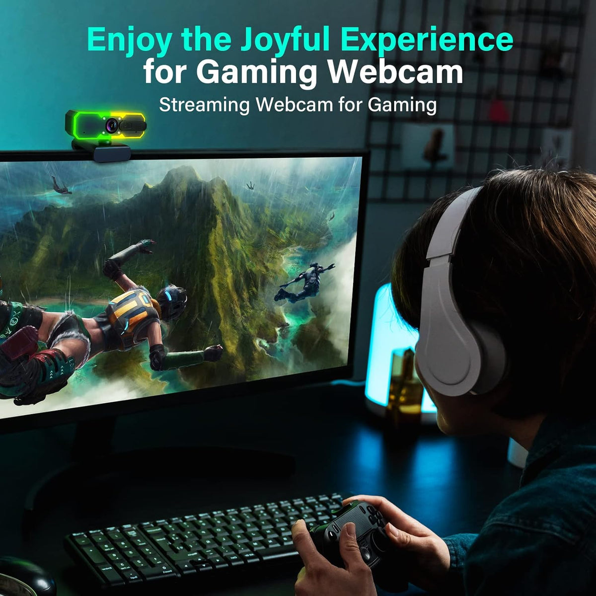 HD 1080p Webcam with Light and Microphone C43182