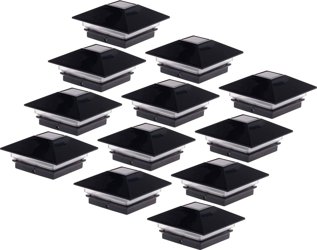 4 x 4 Solar LED Fence Post Cap Light 12 Pack Black Z201