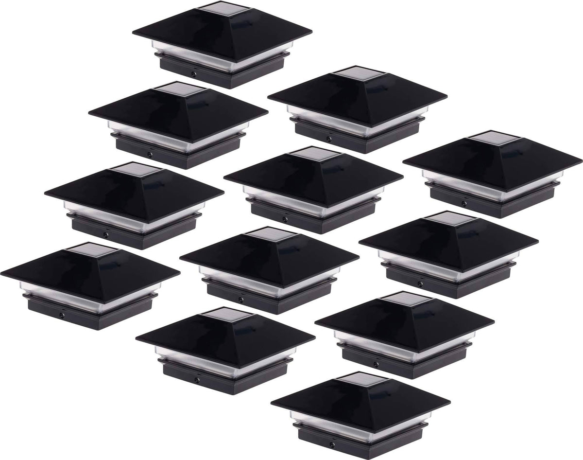 4 x 4 Solar LED Fence Post Cap Light 12 Pack Black Z201