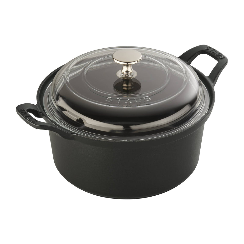 Cast Iron 2.75-qt Round with Glass Lid - Matte Black Q898977