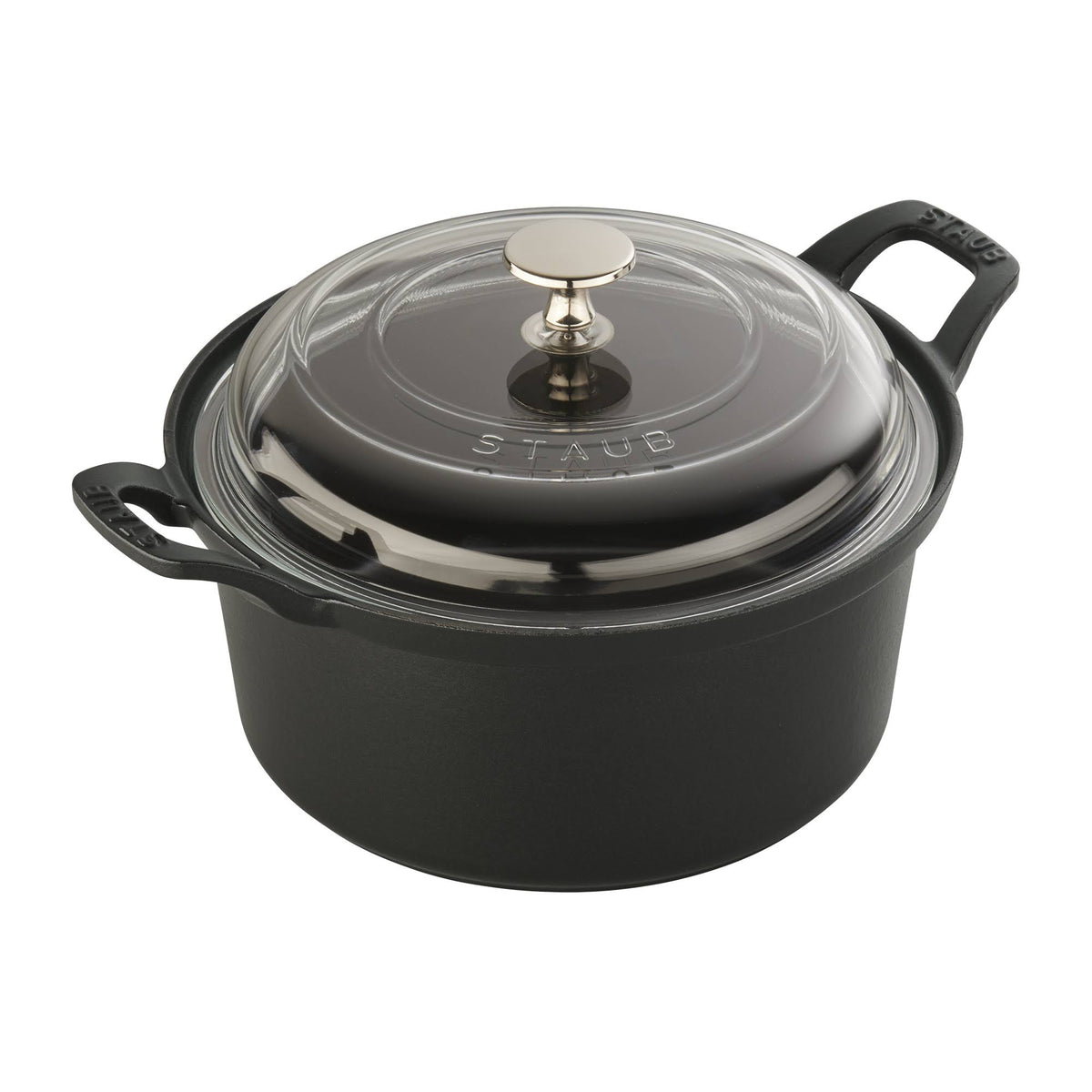 Cast Iron 2.75-qt Round with Glass Lid - Matte Black Q898977