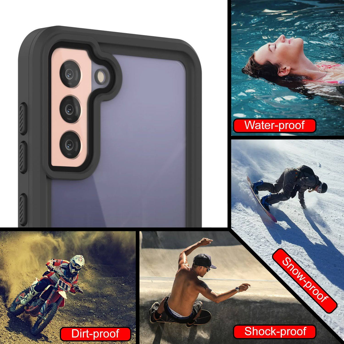 Galaxy S21+ Plus Water Shock Snowproof Slim Screen Protector Case Pink H71967