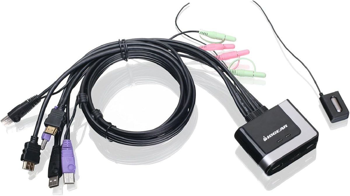 2-Port HDMI Cable KVM Switch with Cables and Audio, Black N6144