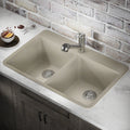 Quartz Granite Double Basin Drop-In Kitchen Sink with Basket Strainers U4902