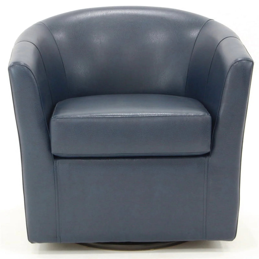 Blue Faux Leather Swivel Club Chair P3778