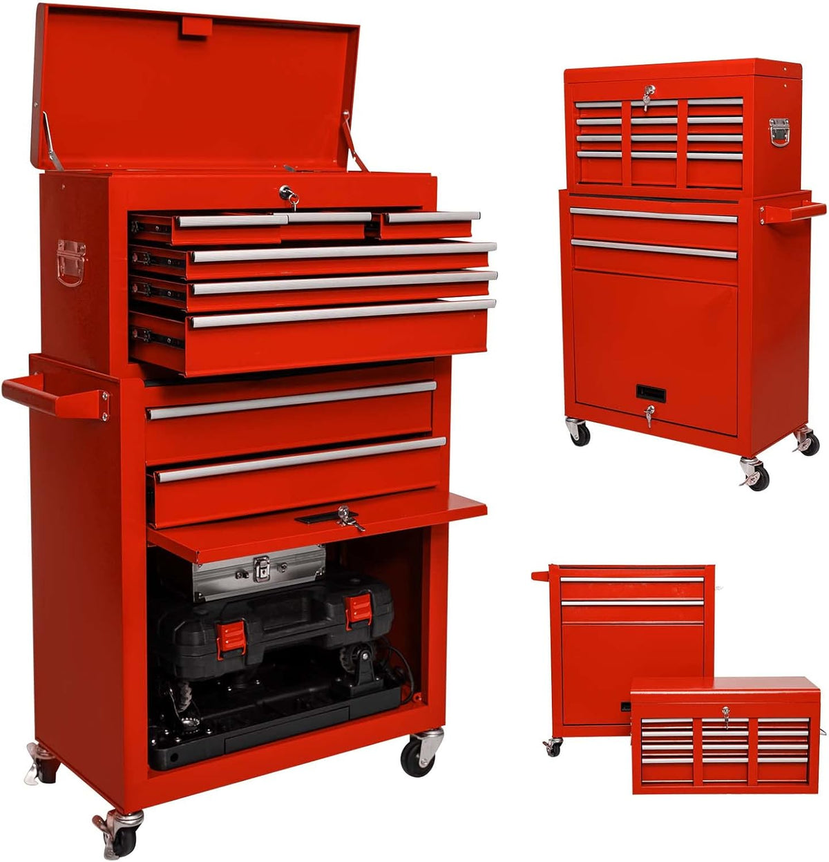 8 Drawer Rolling Tool Chest with Lock and 4 Wheels Q32667