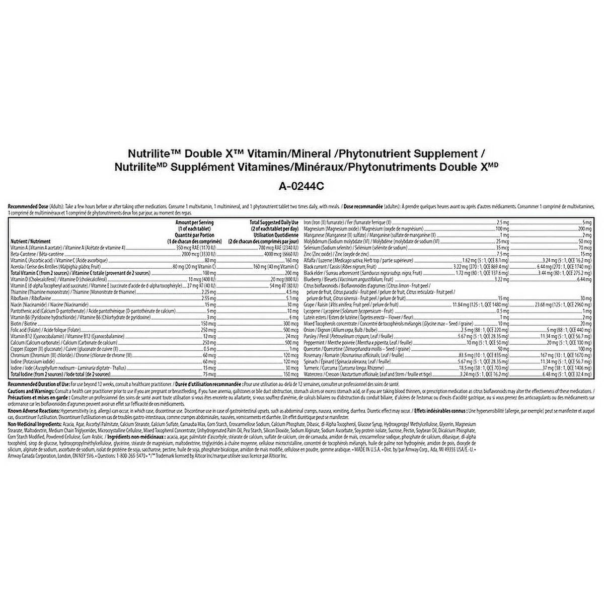 62 Tablets Multivitamin/Multimineral/Phytonutrient V9585