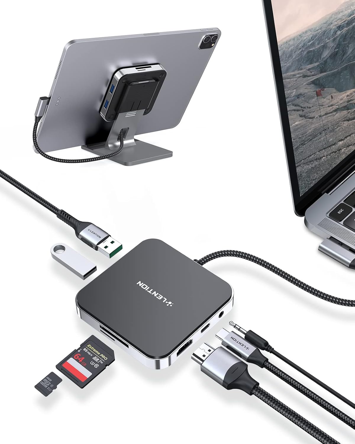 USB C Hub with 4K HDMI, SD Card Reader, USB 3.0 & 60W PD, Black E84880