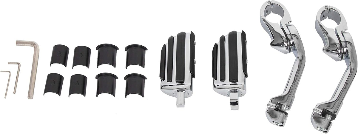 1-1/4" Long Highway Foot Pegs Pedal with Screws for 1.25" Motorcycle Crash Bar Engine Guards Mount Tubing E26193