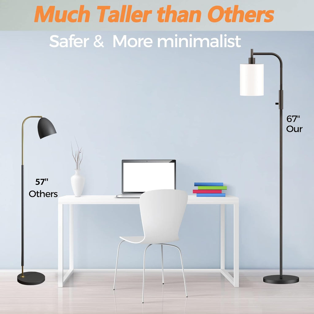 Black Dimmable Glass Shade Floor Lamp P2516