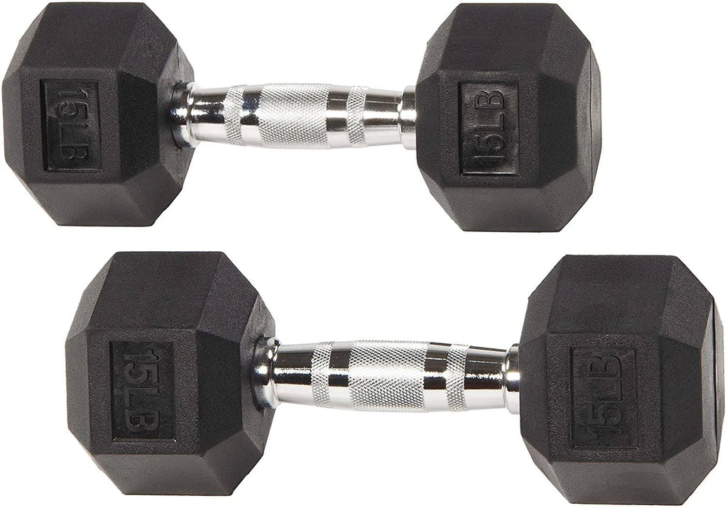 Rubber Encased Hex Dumbbell Pair Black K891774
