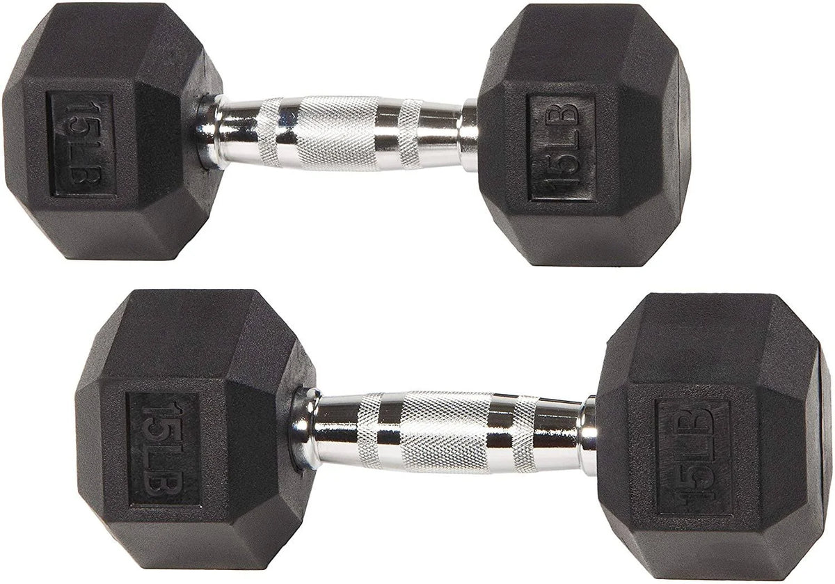 Rubber Encased Hex Dumbbell Pair Black K891774