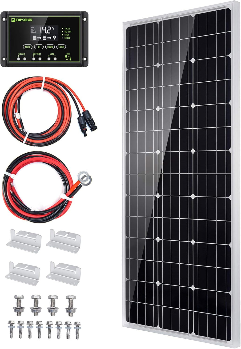100 Watt 12 Volt Monocrystalline Solar Panel Kit H30452