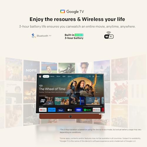 24-Inch Portable Smart Screen with Google TV, 3-Hour Battery Life, 1080P FHD, Matte Screen, HDR10, Dolby Audio, LED, Bluetooth F463