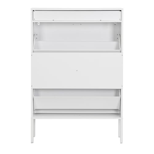 White Shoe Cabinet with 2 Drawers and Adjustable Shelf W34047
