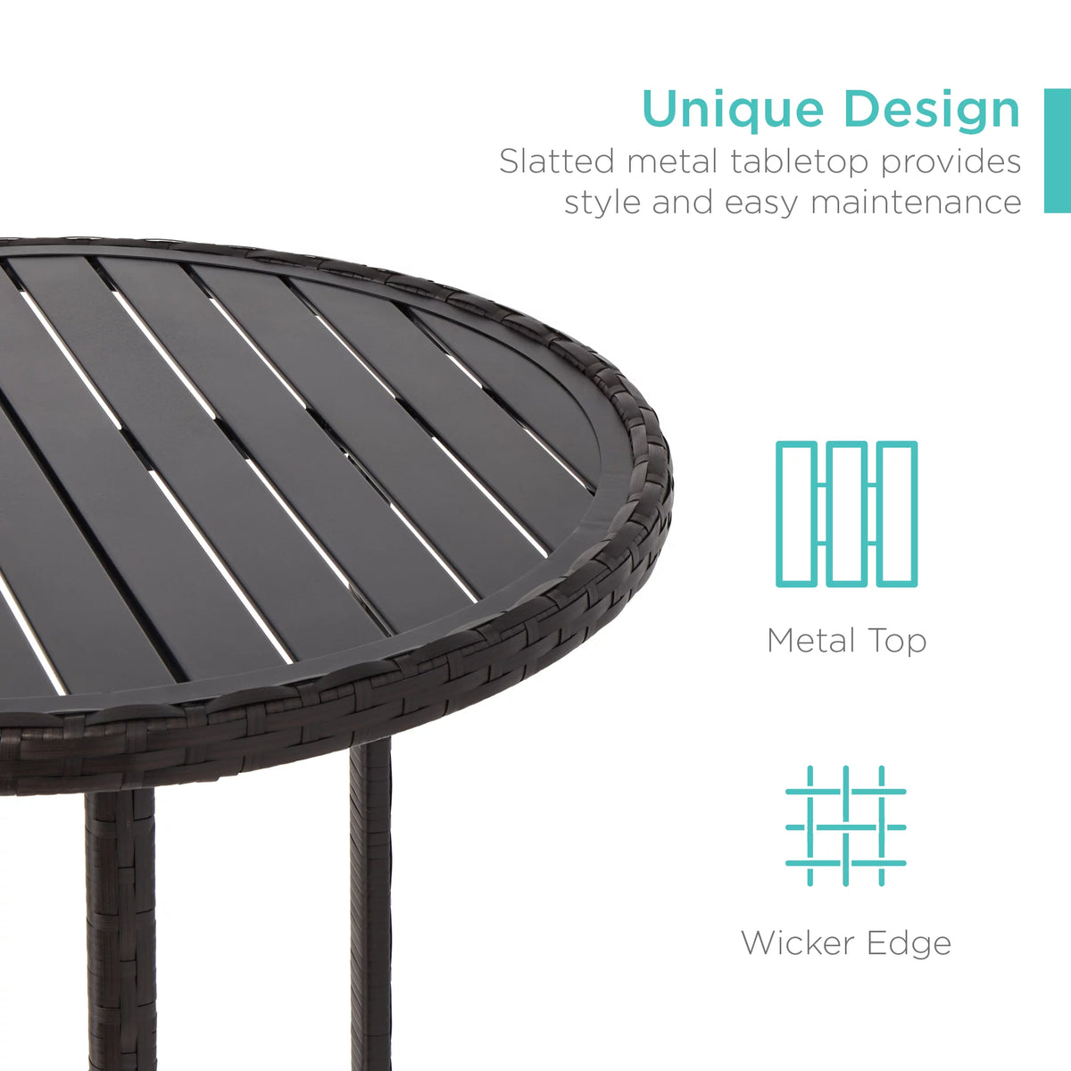 3-Piece Outdoor Wicker Patio Bar Table Bistro Set with Barstools N507