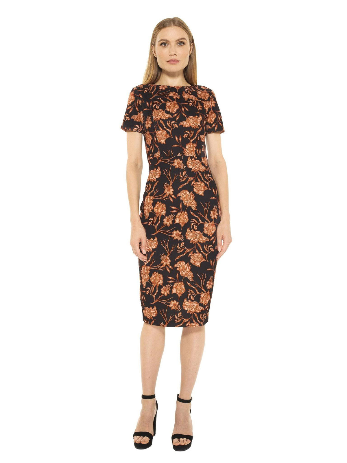 Black Midi Sheath Dress W591358