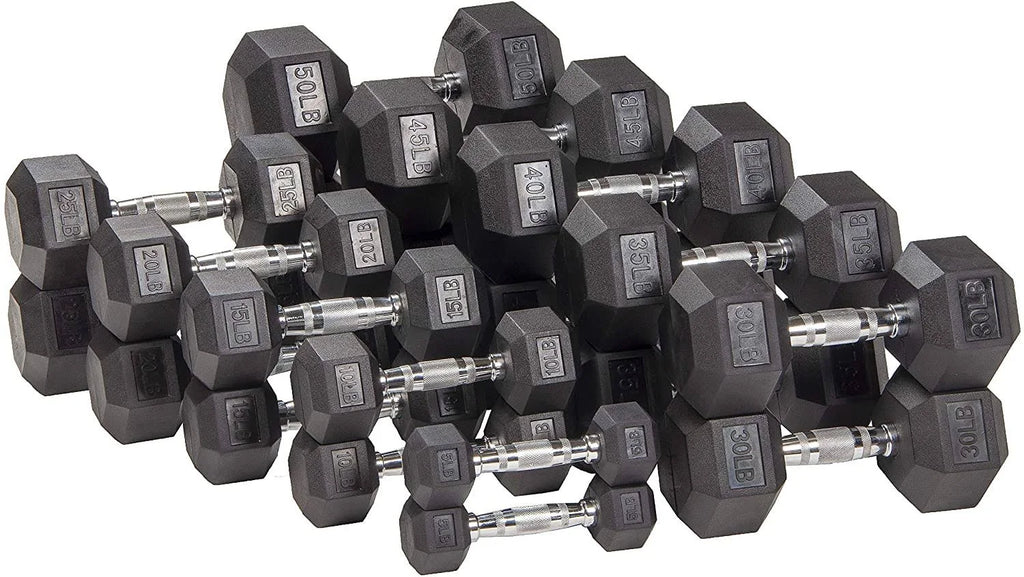 Rubber Encased Hex Dumbbell Pair Black K891774