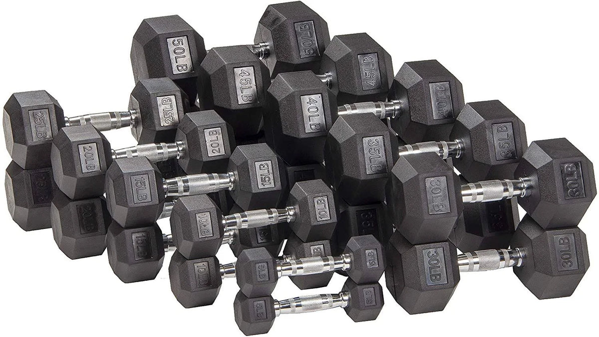 Rubber Encased Hex Dumbbell Pair Black K891774
