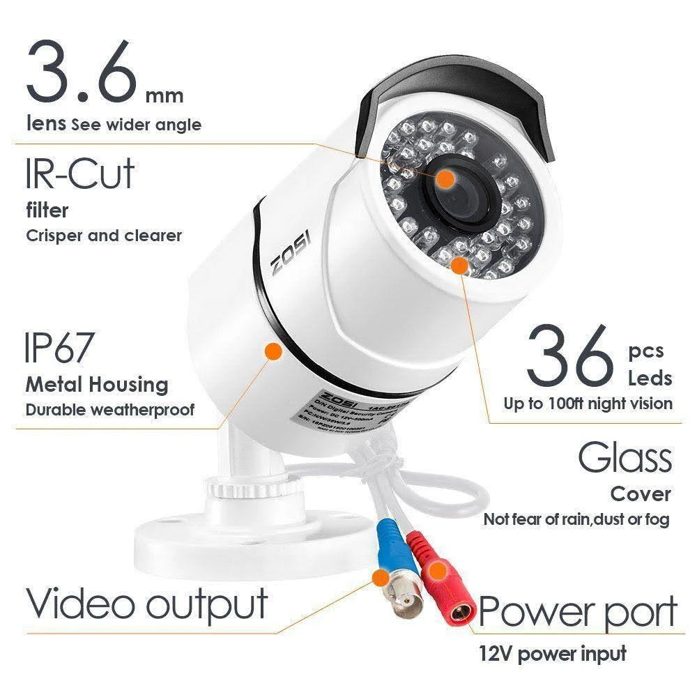 8-Channel 1080p 1TB DVR Security Camera System with 4 Wired Bullet Cameras T883