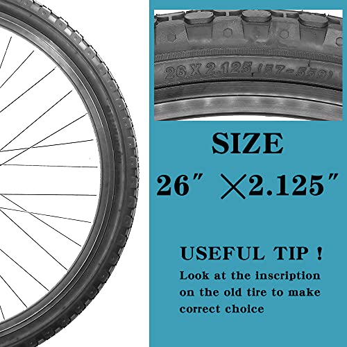 2 Pack 26" x 2.125" Beach Cruiser Bike Tires Black Wall/White Side Wall B178568