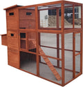 90.6" Wood Chicken Coop Hen House Nesting Box Run Cleaning Tray Y388