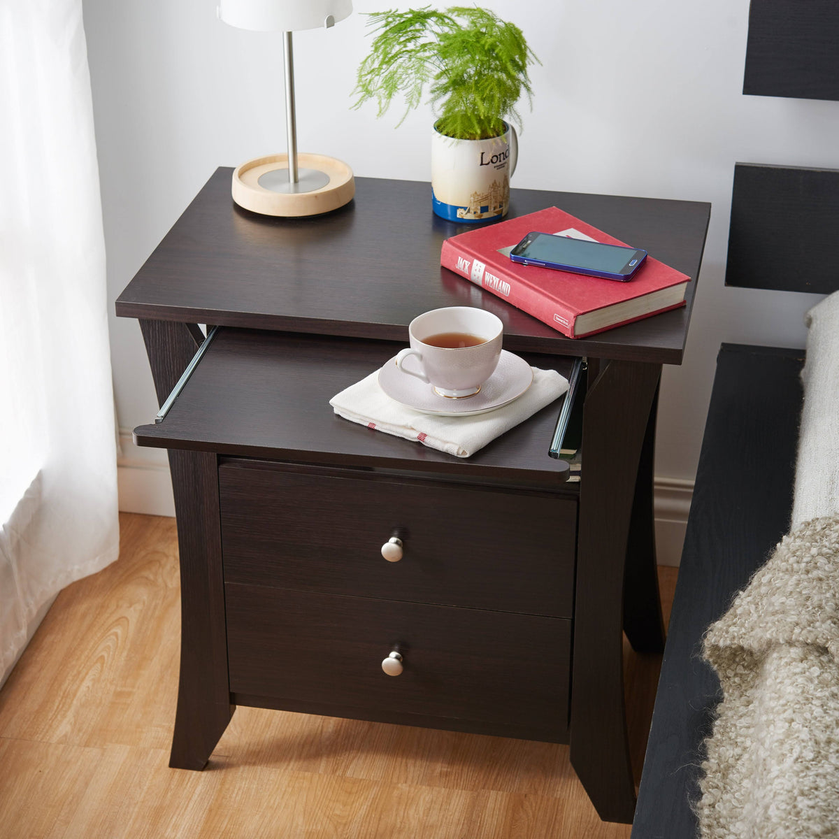 Modern Espresso 2-Drawer Nightstand J557926