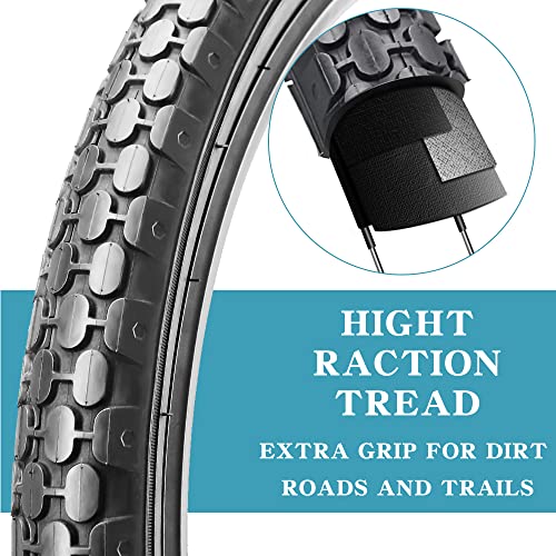 2 Pack 26" x 2.125" Beach Cruiser Bike Tires Black Wall/White Side Wall B178568