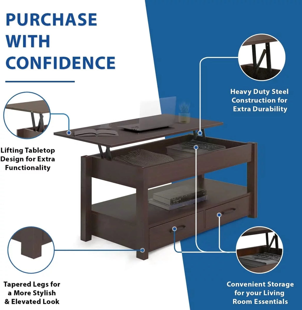 2 Drawer Lift Top Coffee Table Espresso S443015