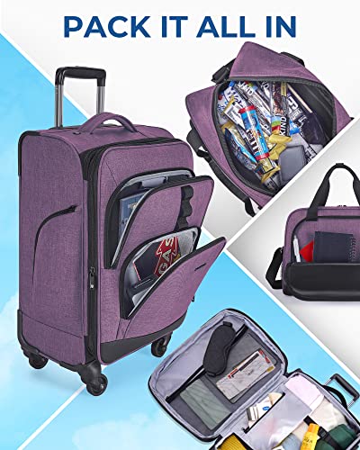 Black Expandable 20 inch Carry on Luggage with Spinner Wheels S10058