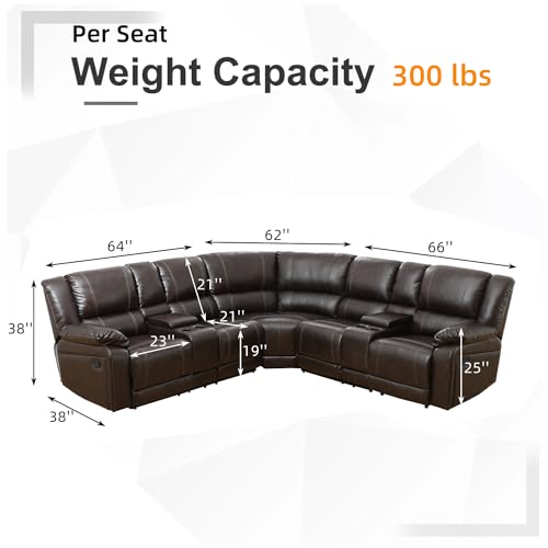 Leather L-Shaped Reclining Sectional Sofa with Chaise N53531