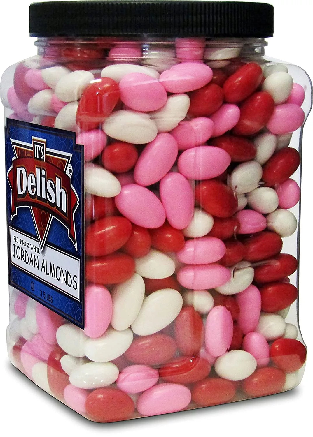 Red Pink & White Jordan Almonds Mix, 3.5 LBS Jumbo Container N66647