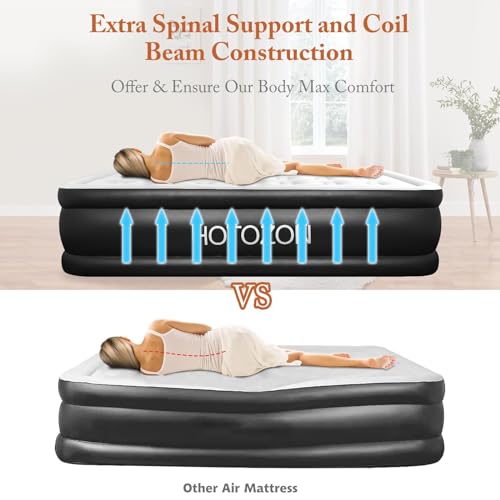 Twin Air Mattress with Built-in Pump, 18" Foldable Blue Air Bed W9719