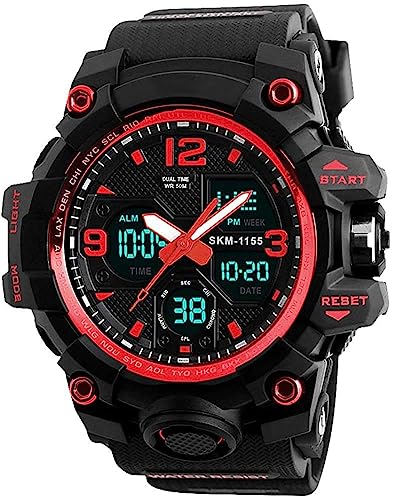 Men's Analog Sports Watch LED Military Digital Watch Electronic Stopwatch Large Dual Dial Time Outdoor Army Wrist Watch Tactical Q487651
