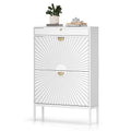 White Shoe Cabinet with 2 Drawers and Adjustable Shelf W34047