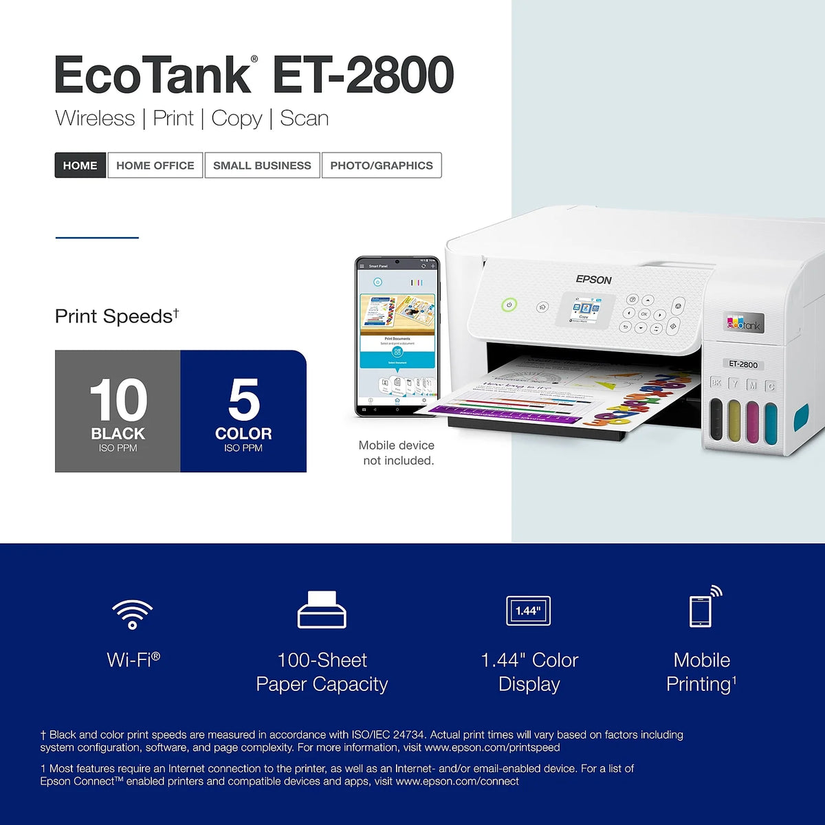 White Wireless All-in-One Supertank Printer M563
