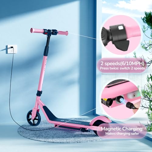 Electric Scooter with Adjustable Speed and Height, Colorful Lights, Double Brake U318083