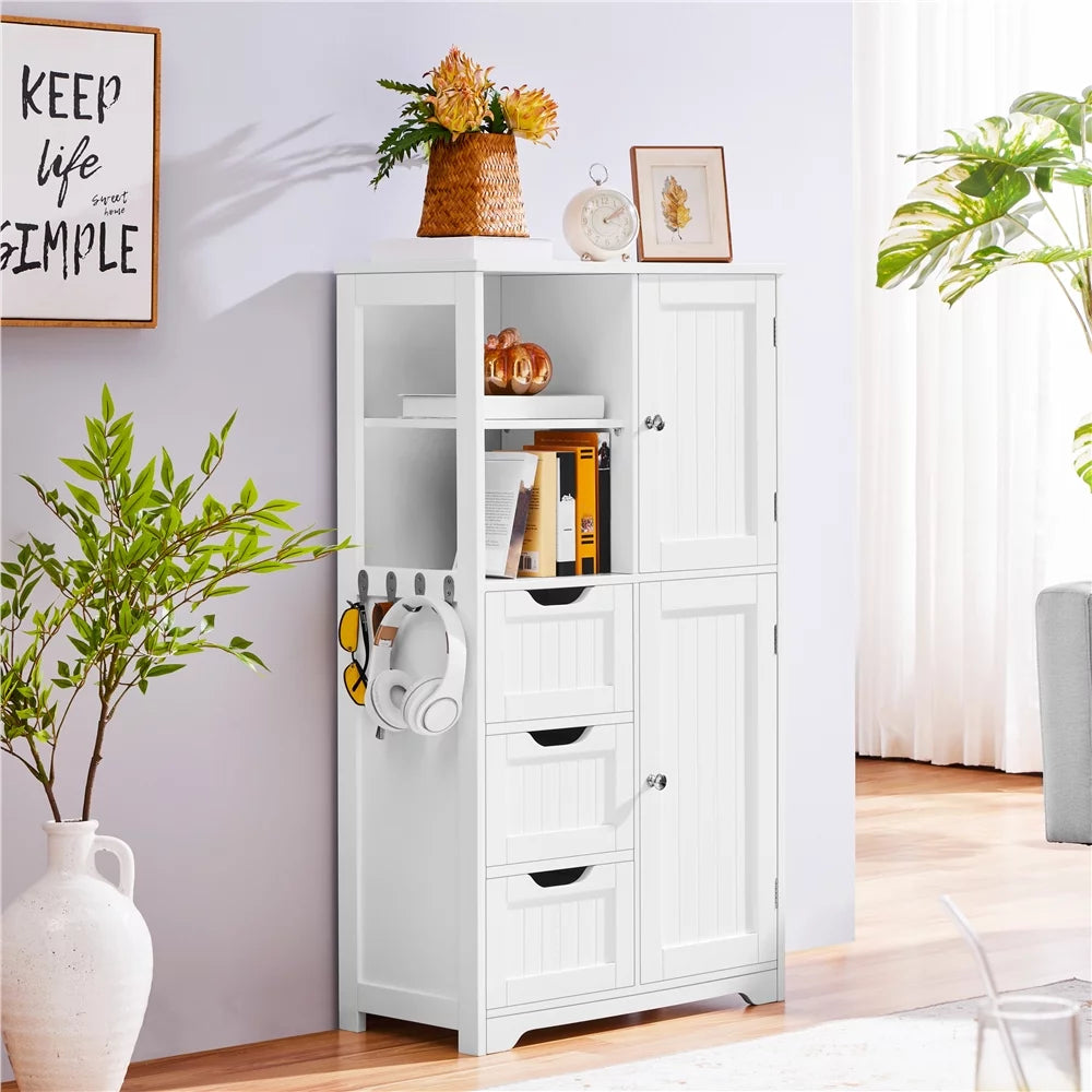 White 3 Drawer Wooden Bathroom Storage Cabinet M967968