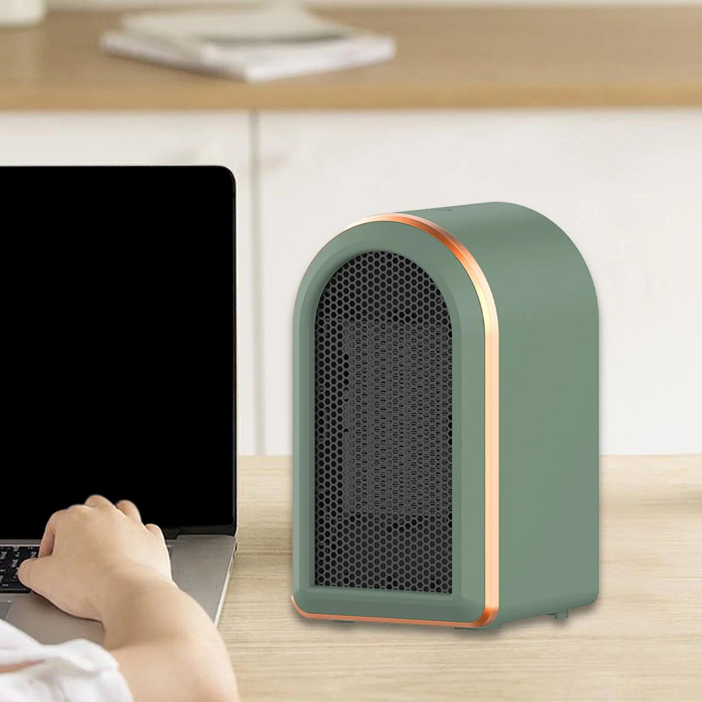 Green Mini Heater Fan with Tip Over Protection I35230