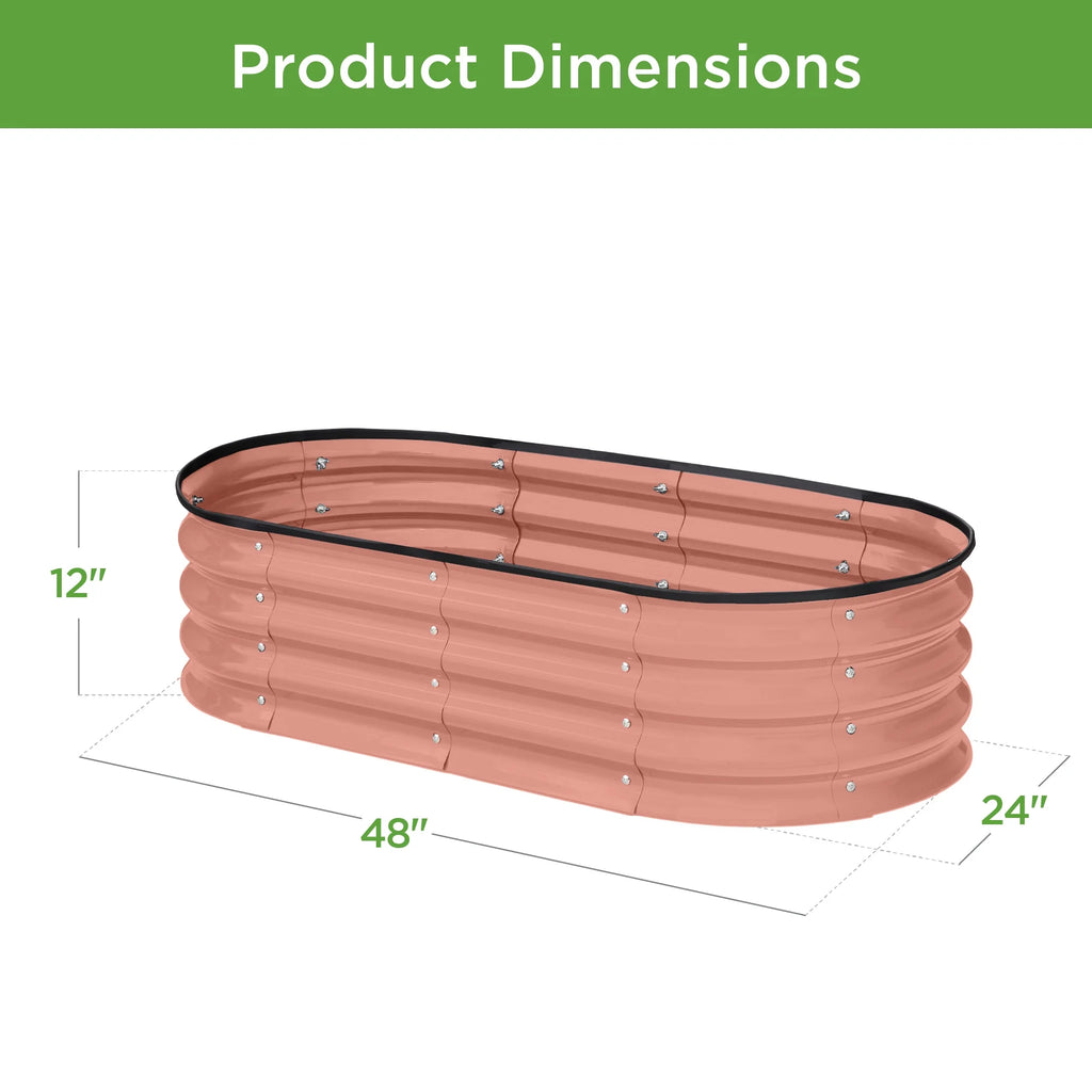 4x2x1ft Outdoor Raised Metal Oval Garden Bed M912744