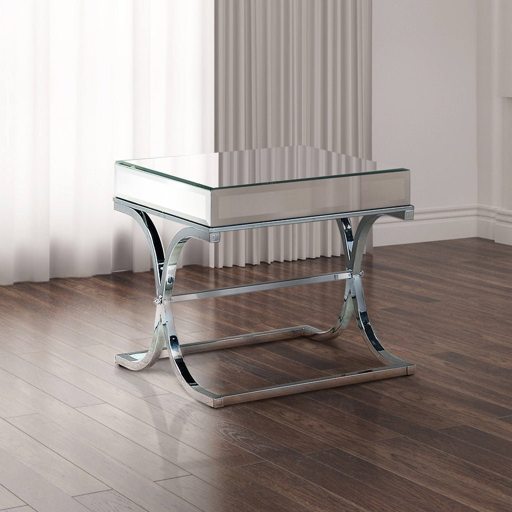Chrome Metal Square End Table Z37304