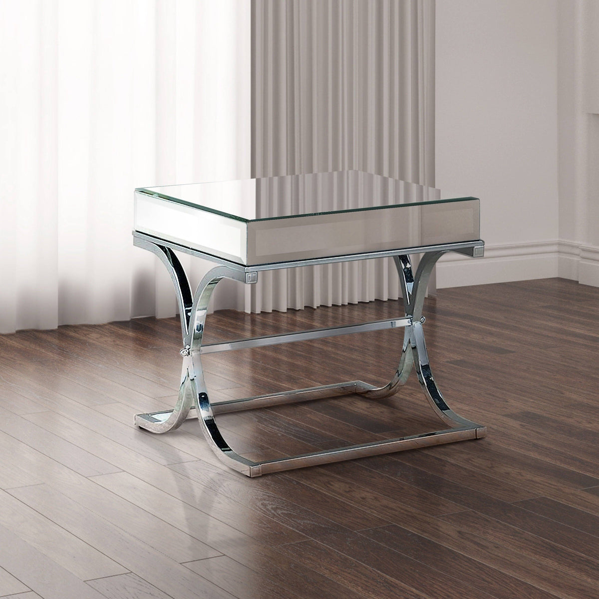 Chrome Metal Square End Table Z37304