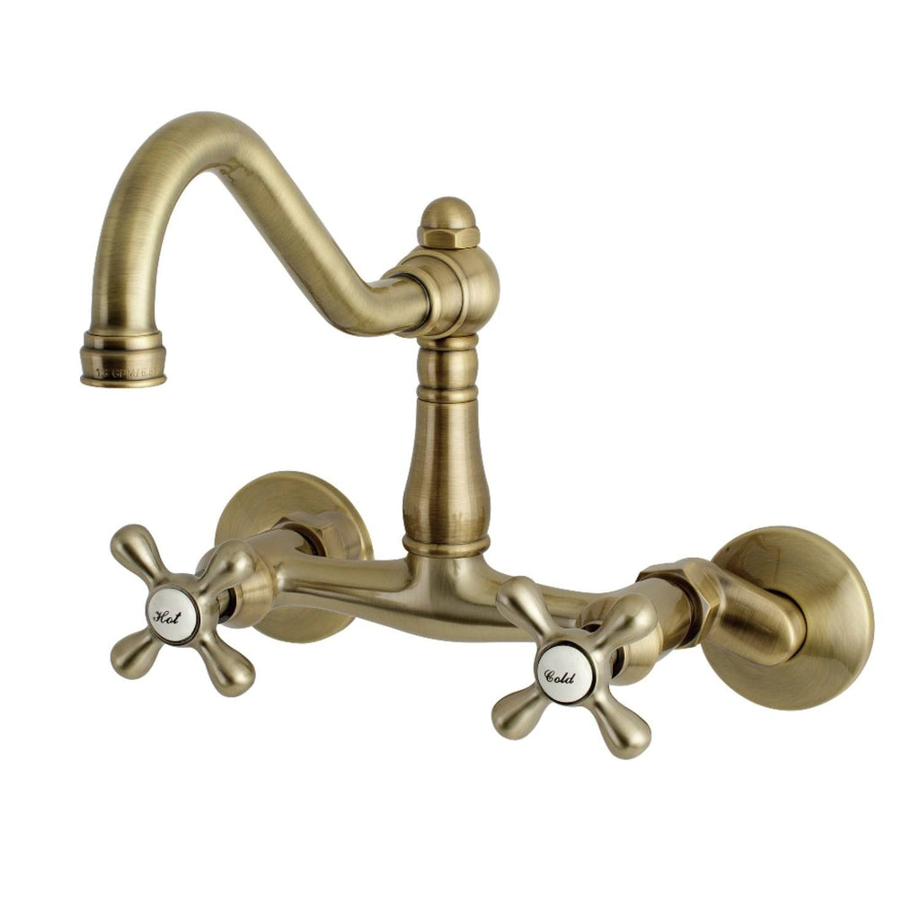 Brushed Brass Adjustable Wall Mount Kitchen Faucet E522